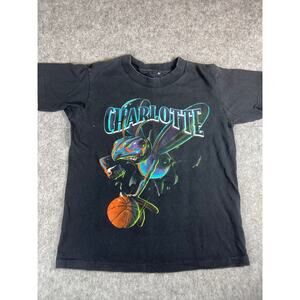 Charlotte Hornets T Shirt Kids Large Black Nutmeg Streetwear NBA Basketball